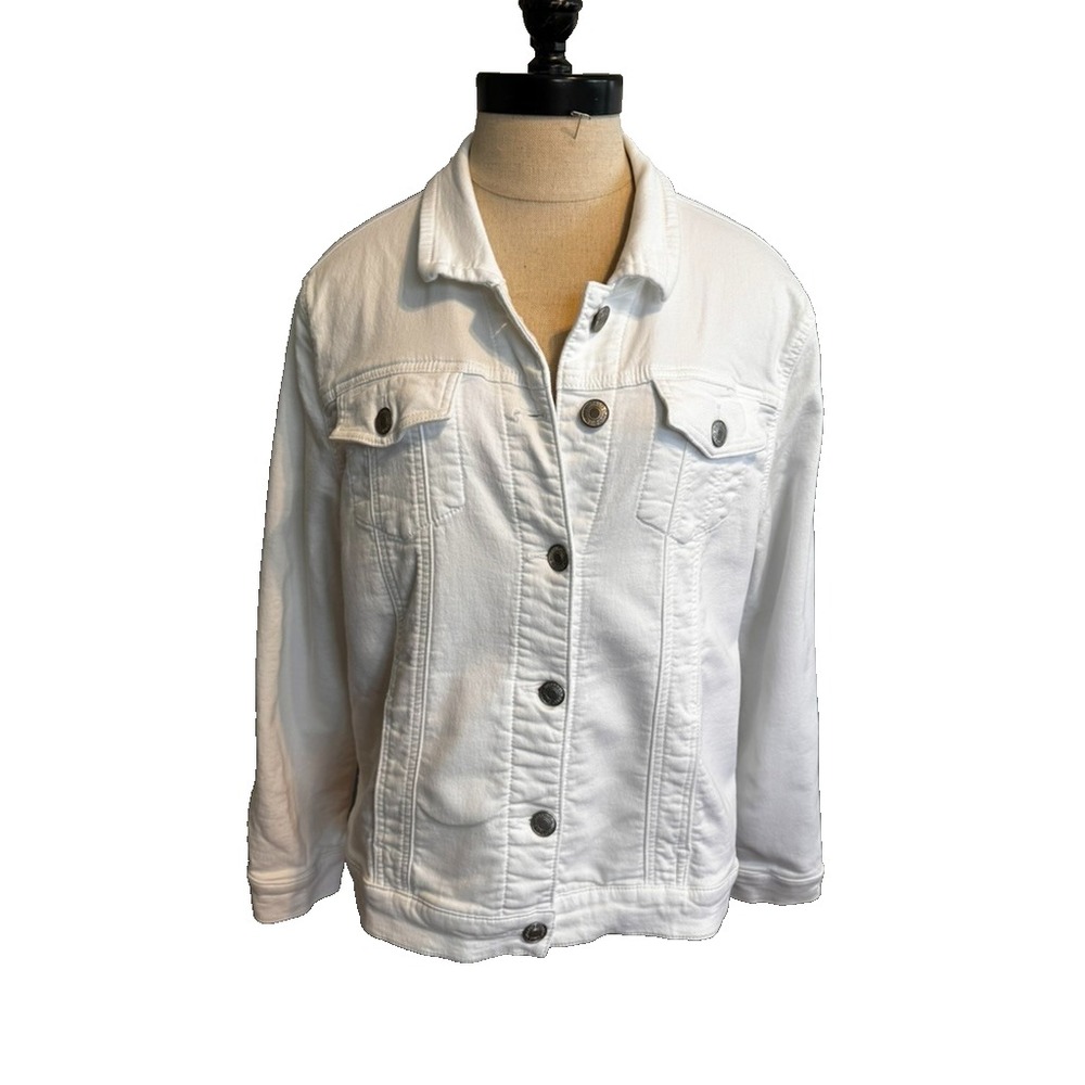 Buffalo David Bitton Womens XL Stretch Knit Terry "Denim" Jacket White Cotton - Picture 2 of 11